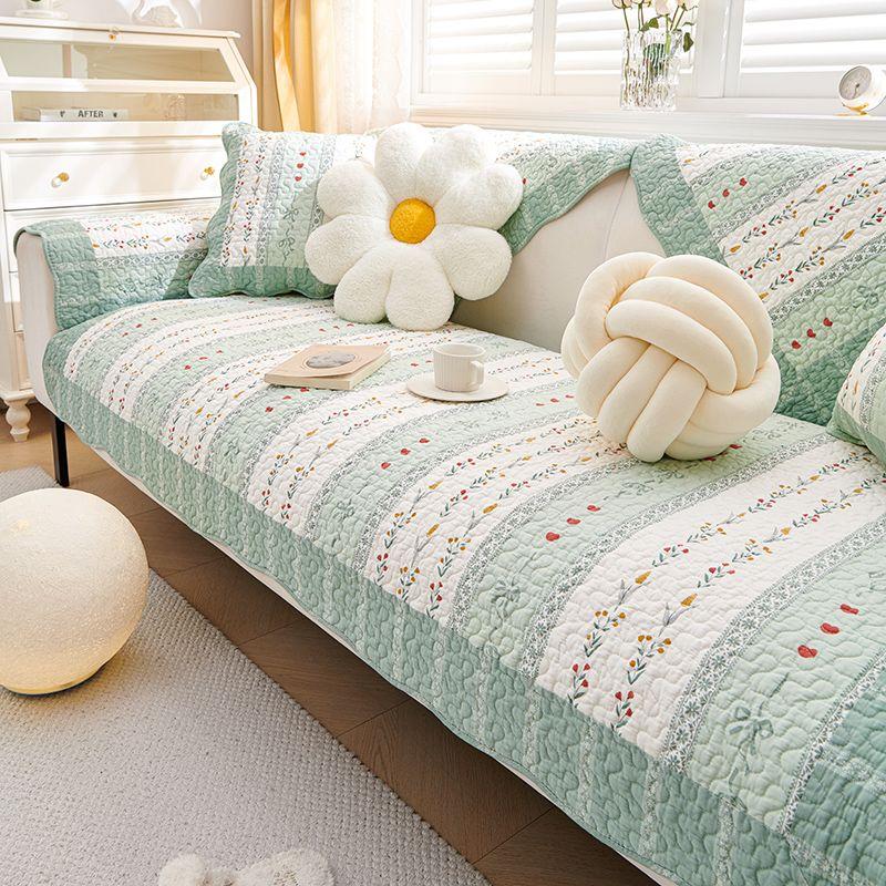 

Korean Style Pure Cotton Minimalist Idyllic Fresh All Year Round Fabric Non Slip Quilted Sofa Cushion Cover Cotton Cushion Machine Washable Love kiss 45x 45cm pillow case without core single