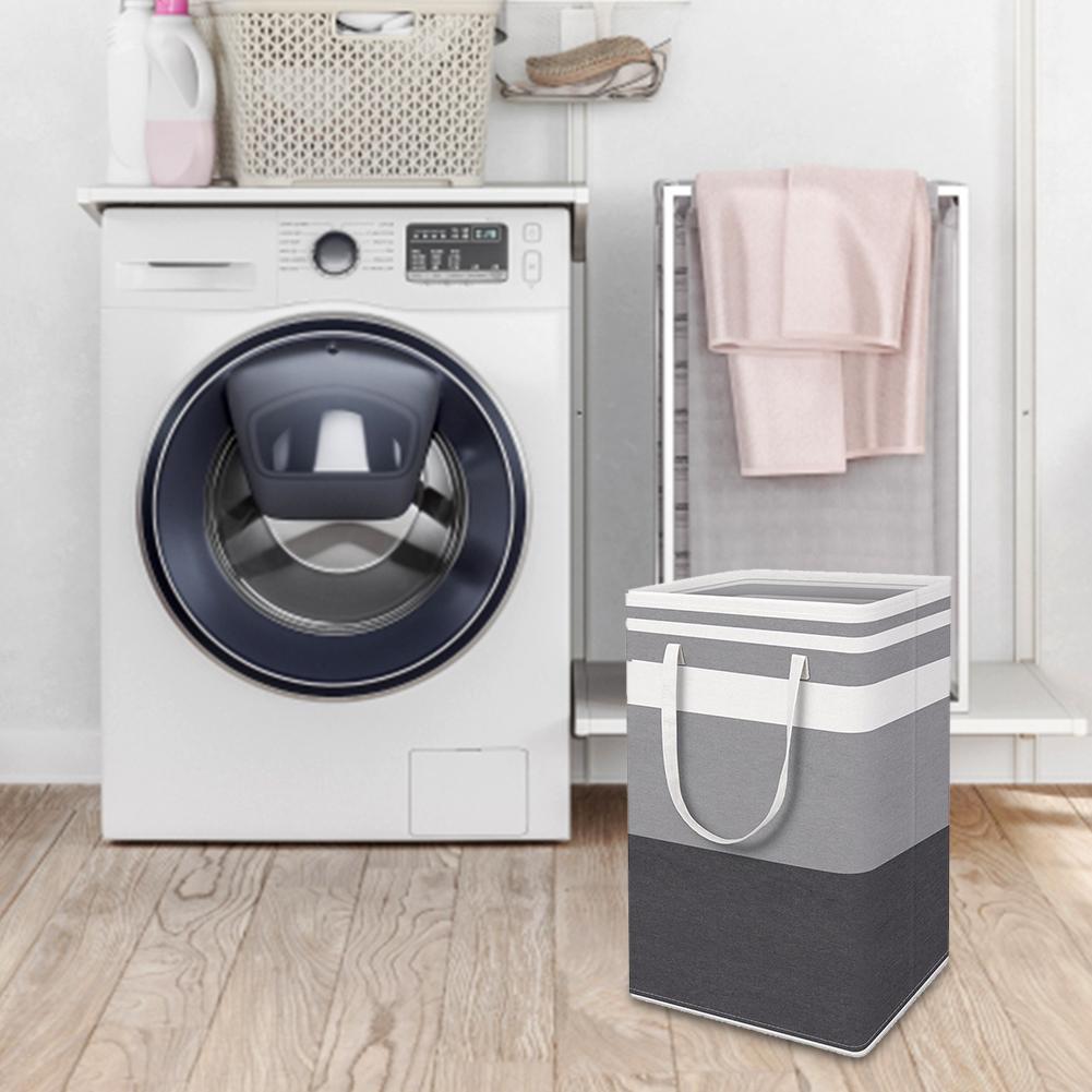 Foldable Clothes Organizer Basket Standing Fabric Laundry Organizer Buckets Large Capacity with Handle for Bathroom Baby Room