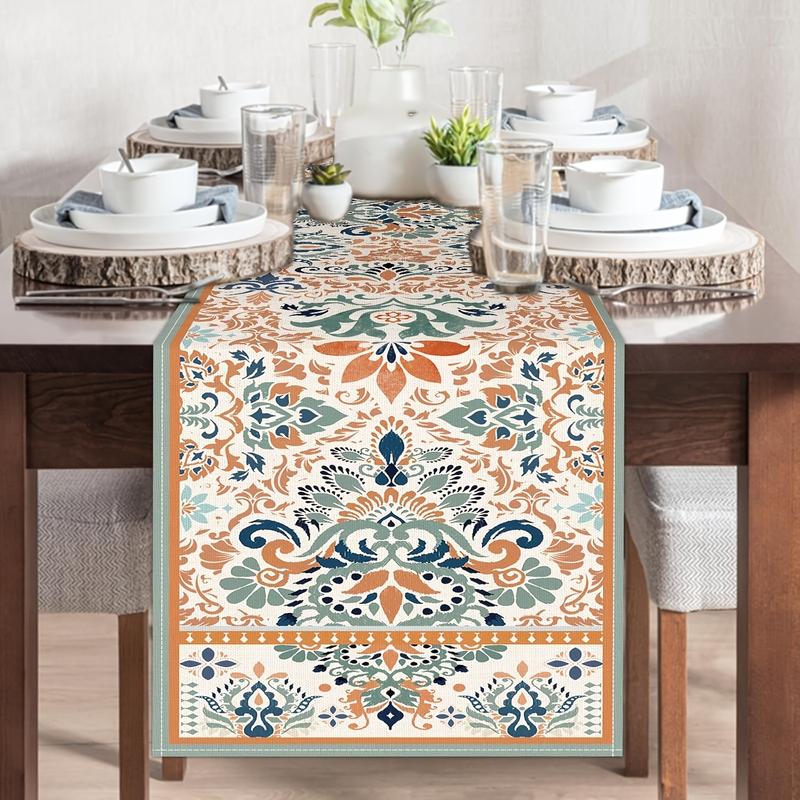 Vintage American Floral Table Runner, Dining Table Decor, Banquet Tea Table Cover Women's Clothing