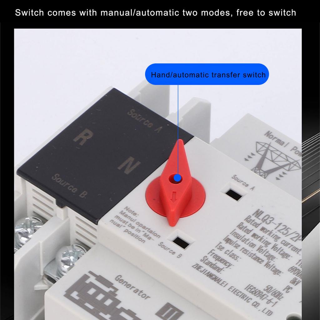 4P 100A Double Power Automatic Transfer Switches Din Rail Mounted Electrical Selector Switches for Inverter Generator