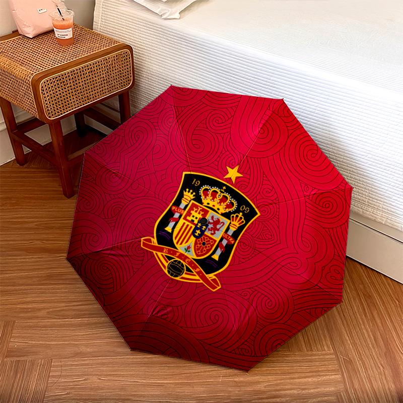 Spain National Football Teampattern, automatic folding umbrella, portable and foldable design, 8 ribs, a Christmas or birthday gift.