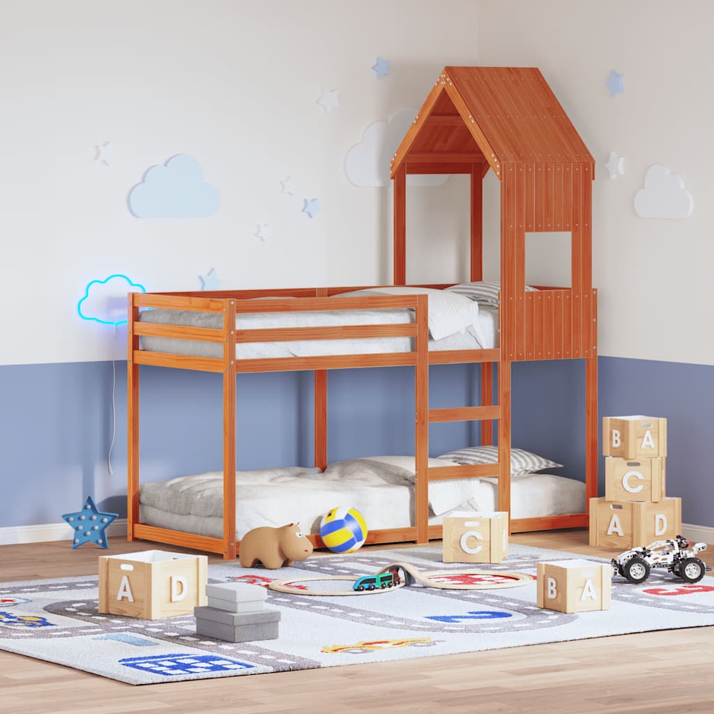Kids  Bed Canopy Wax Brown 55 X 84 X 132 Cm Solid Wood