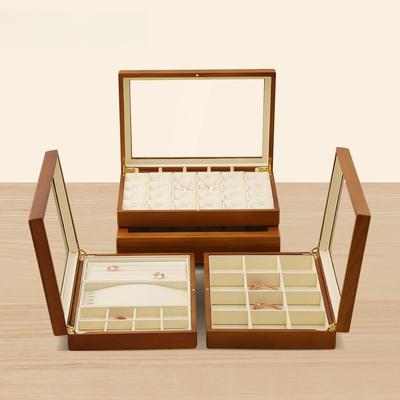 Für Armband Halskette Vitrine Holz Ring Ohrringe Organizer Große Schmuck Aufbewahrungsbox Mit Deckel X007