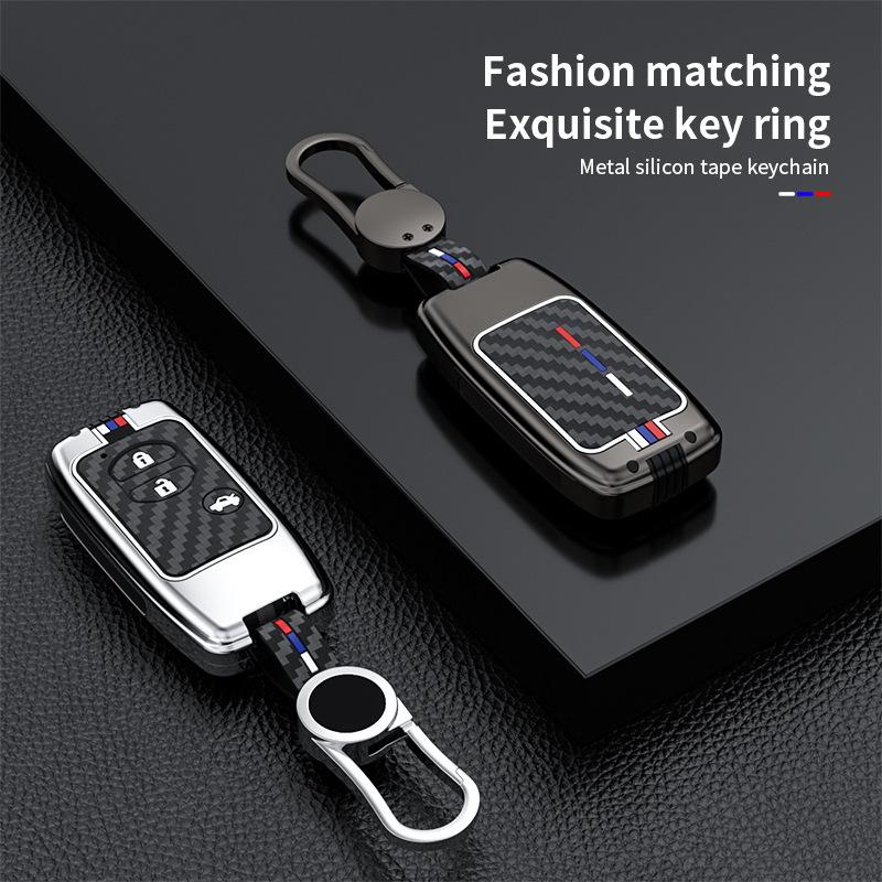Metal Key Case for Toyota Camry, Crown, Reiz, Prado, Land Cruiser - Snap Button Design