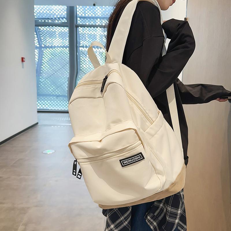 Women's Color Block Backpack Student School Bag Men's Lightweight Large Capacity Travel Backpack