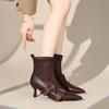 Pointed Toe Metal Buckle Strap Short Boots for Female Women Thin High Heel 2025 New  Fabric Elegant Sexy Winter Shoes