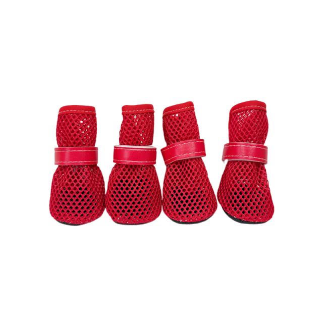 4PCS/Set All Season Dog Shoes Breathable Mesh Adjustable Dog Paw Protection Shoes Anti-slip Puppy Walking Footwear Pets Supplies