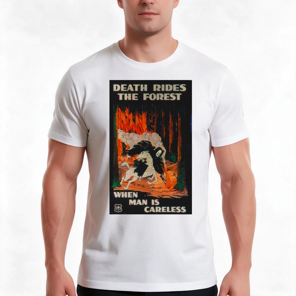 Death Rides The Forest When Unisex Is Careless Tshirt Summer Casual Cotton Tee Oversized Streetwear Tops Vintage Graphic Print