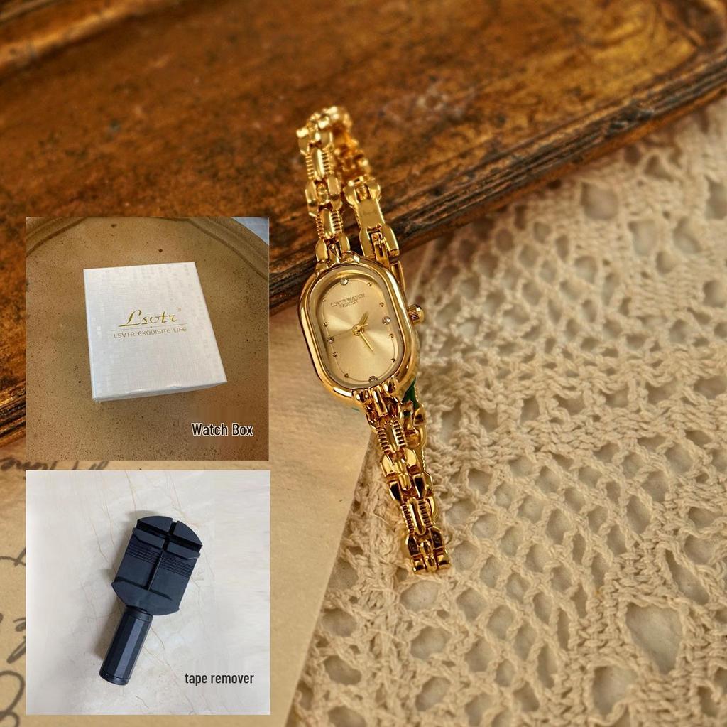 LSVTR Vintage Leichter Luxus Gold Armbanduhr für Damen