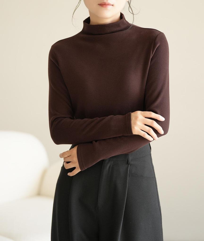 Women's Warm Long Sleeve Semi-High Collar Shirt - Autumn/Winter Style, Class A, 300g