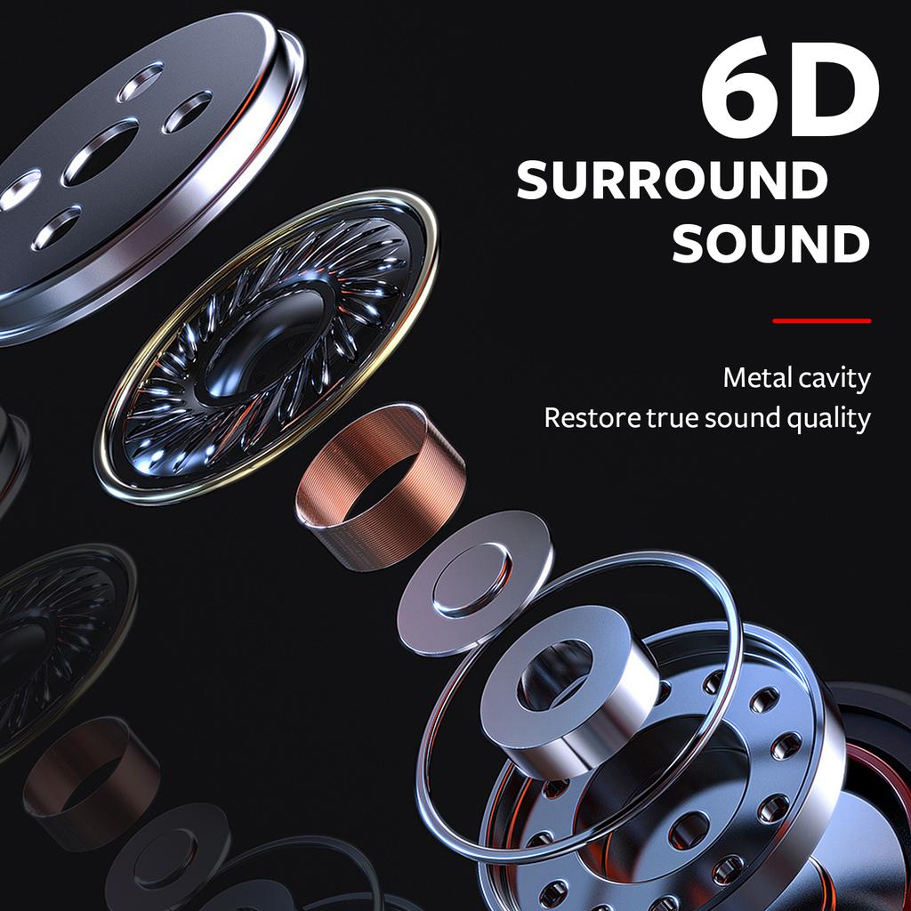 6D Surround Sound Type C&3.5mm Wired Headphones in-Ear Earphones Waterproof Sports Gaming Headsets Handfree Earbuds for Samsung