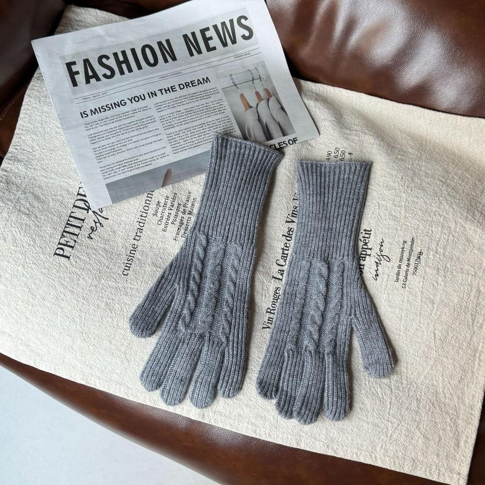 Touch Screen Wool Gloves Solid Color Ski Gloves Full Finger Gloves  Winter Outdoor Activities