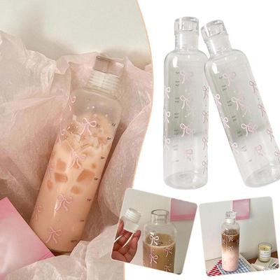 500ml Cartoon Pink Bowknot Water Cup Sports Water Bottle Plastic Water With Portable Water Cont O5H6