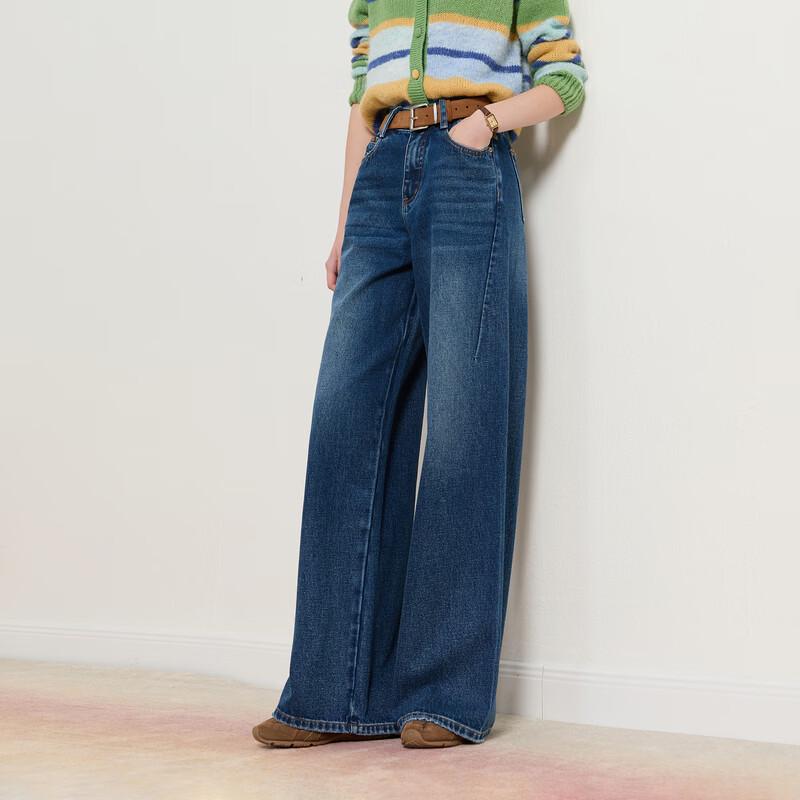 Sancai 2026 Spring High-Waisted Wide-Leg Jeans M