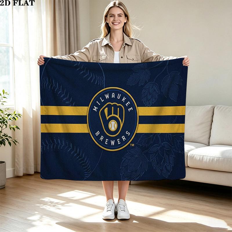 Milwaukee Brewers Print Flannel Blanket High Quality Warm Comfortable Cover for All Seasons Perfect for Gifts Home Decor