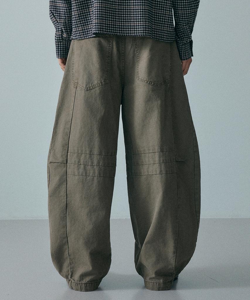 LXT Cotton Curved Washed Wide Pants [Khaki]