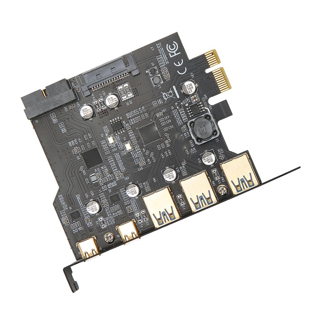 PCIE 1X to USB Expansion Card 3xUSB3.0 2xType C 19pin 5 Port Expansion Adapter Card for PC Desktop