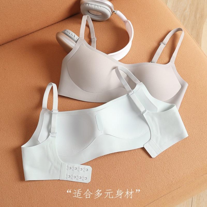 Genuine ten-color low-neck liquid foundation seamless underwear women's small breasts gather and top support anti-sagging steel-rimless breathable bra
