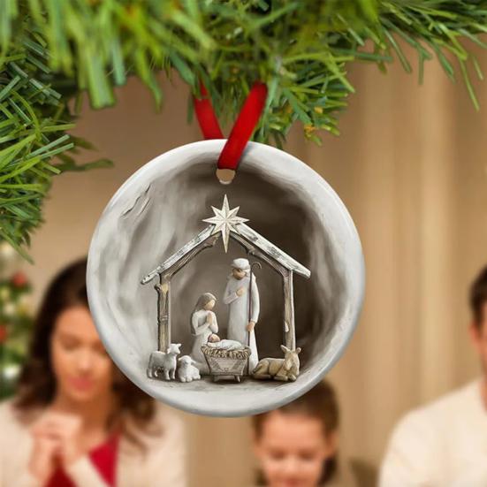 Nativity Scene Christmas Ornaments The Birth of Jesus Christmas Tree Ornaments Religious Holy Family Decor for Christian Gifts