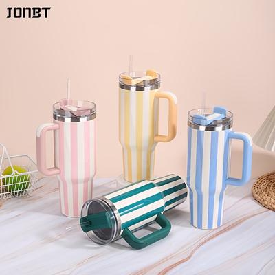 40oz Thermal Bottle With Straw Handle and Lids Drinkware Hot Cold Stainless Steel Thermos Portable Car Coffee Cups Thermal Mug