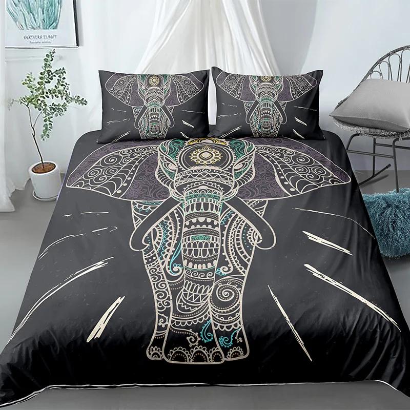 Elephant Duvet Cover King Queen Size Lovely Funny Small Elephant Bedding Set For Kids Teens Adults Wild Animal Soft Quilt Cover