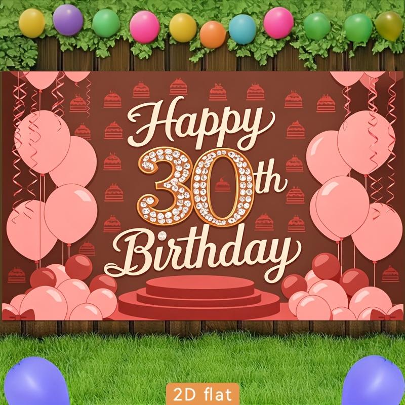 2D plane, 1 piece of pink and brown 30th anniversary diamond balloon cake pattern