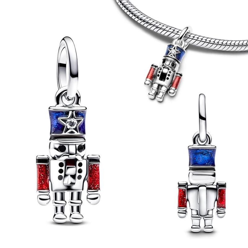 New In Christmas Dangle Charm Beads Fits Bracelet Bangle Necklace Rose Gold Pendant Women Luxury Diy Jewelry Party Festival Gift