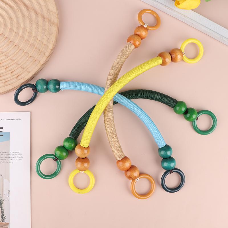 1Pc 10 Colors Wood Beads Purse Handles For Bag Making Purse Straps Wood Beaded Bag Handles Replacement Handbag Handles