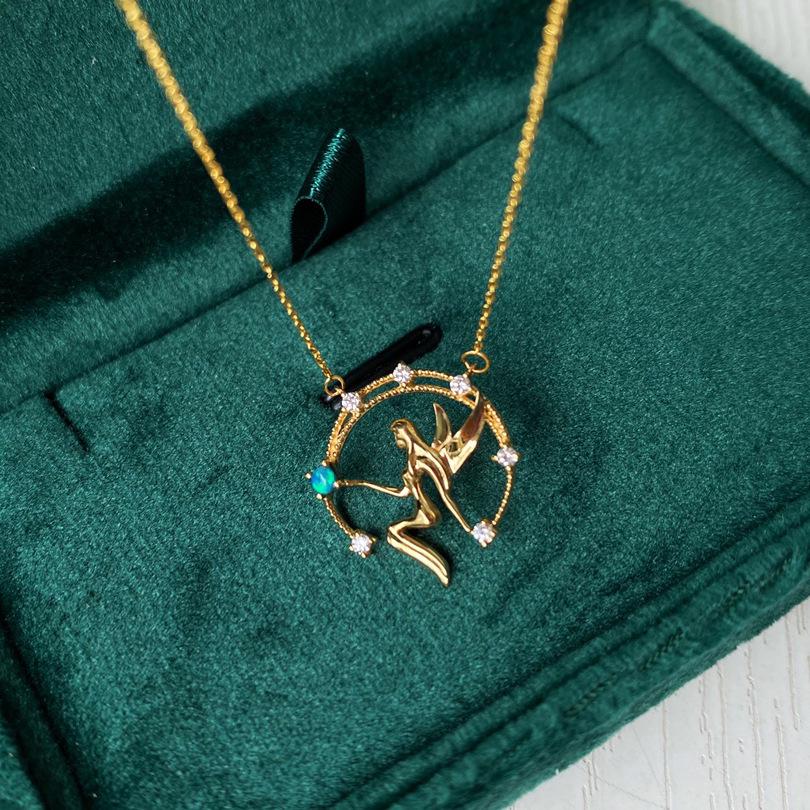 Niche Design Angel Pendant Necklace: Women's S925 Sterling Silver, Gold-Plated, Light Luxury, Vintage Clavicle Chain