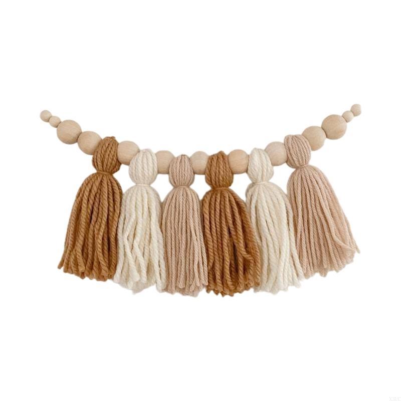 

DIY Tassel Garland with Wooden Bead Party Backdrop Bohemian Home Wall Hanging Decoration for Bedroom Nursery Birthday X3UC