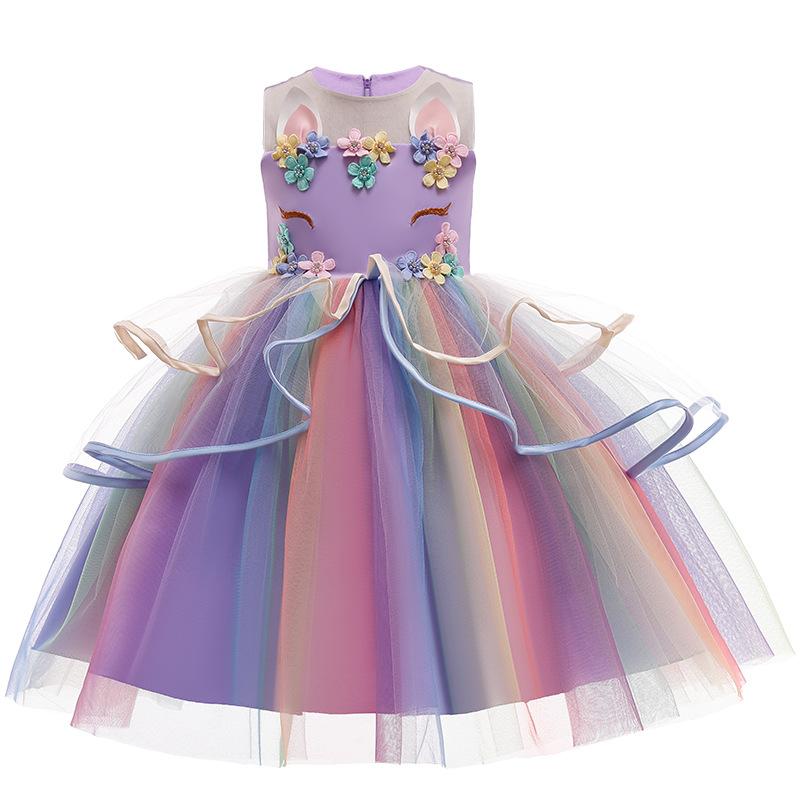 Unicorn Tutu Dress for Girls - Rainbow Princess Birthday Party Dress + Halloween Costume, 2-in-1 Kids Fancy Dress