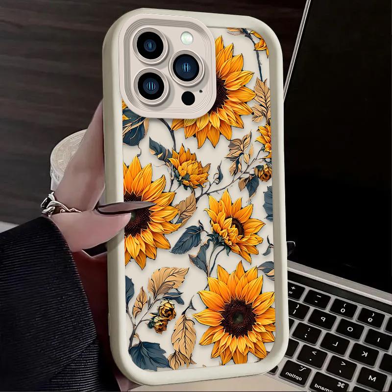 Beautiful Sunflowers Case for iPhone 17 Air 16 16E 15 14 13 12 11 Pro Max X XS X S Max XR SE 2020 SE4 7 8 Soft Silicone Cover