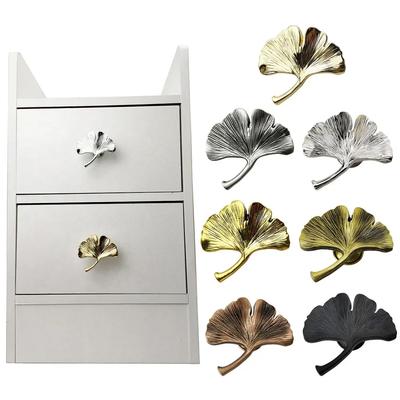 Mango de Metal Forma de Hoja de Ginkgo Tiradores de Aleación de Zinc Mango para Muebles Pomos para Puertas Armarios Para Habitación Infantil Armario Cajones