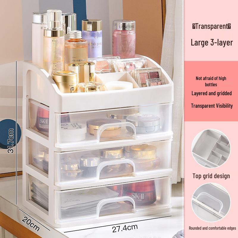 

Clear Makeup Organizer: Пластиковий настільний ящик для зберігання помад і пензлів