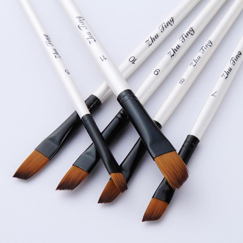 12 Pcs Nylon Hair Watercolor Brush Set Wooden Handle for DIY Oil Acrylic Painting Art Supplies