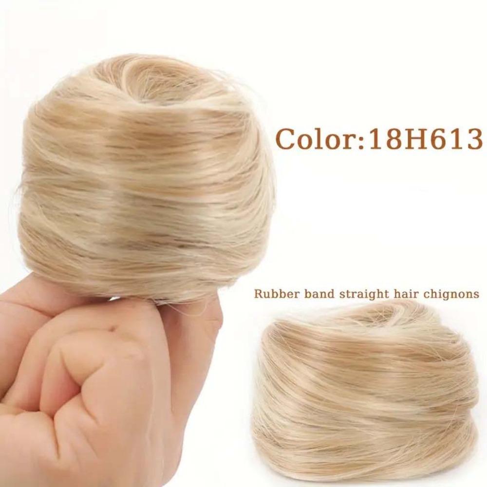 Elastic Rubber Band Straight Updo Chignon Synthetic Flower Bun Head Wig  Lazy
