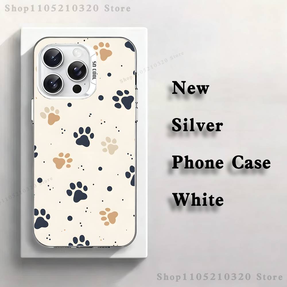 Custodia per Telefono con Impronte di Zampe di Animali Domestici Per iPhone 17,16,15,14,13,12,11,Pro,XS,Max,Plus,Mini,SE4,E bianca Opaca Cover Antiurto