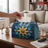 2D Flat 1pc, Tissue Box. Glass Mosaic Flower Pattern Napkin Paper Dispenser, Reusable, Daily Desktop Tissue Storage Box, Suitable for Kitchen Living R