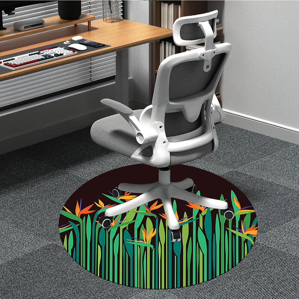 1pc Birds of Paradise Flowers Office Round Area Rug, Indoor Mat Suitable For Office, Under Office Chairs Bedroom Living Room Home Decor, Room Deco