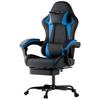 Herní židle Ergonomická herní židle s bederní opěrkou a opěrkou hlavy, Výškově nastavitelná židle pro hráče, PC židle pro dospělé dívky chlapce, Černá-Modrá