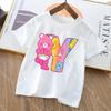 Care Bears Letter AZ T Shirt for Boys Girls Cartoon Name Clothes Tops Summer Breathable Cute Anime Short Sleeve Birthday Gifts