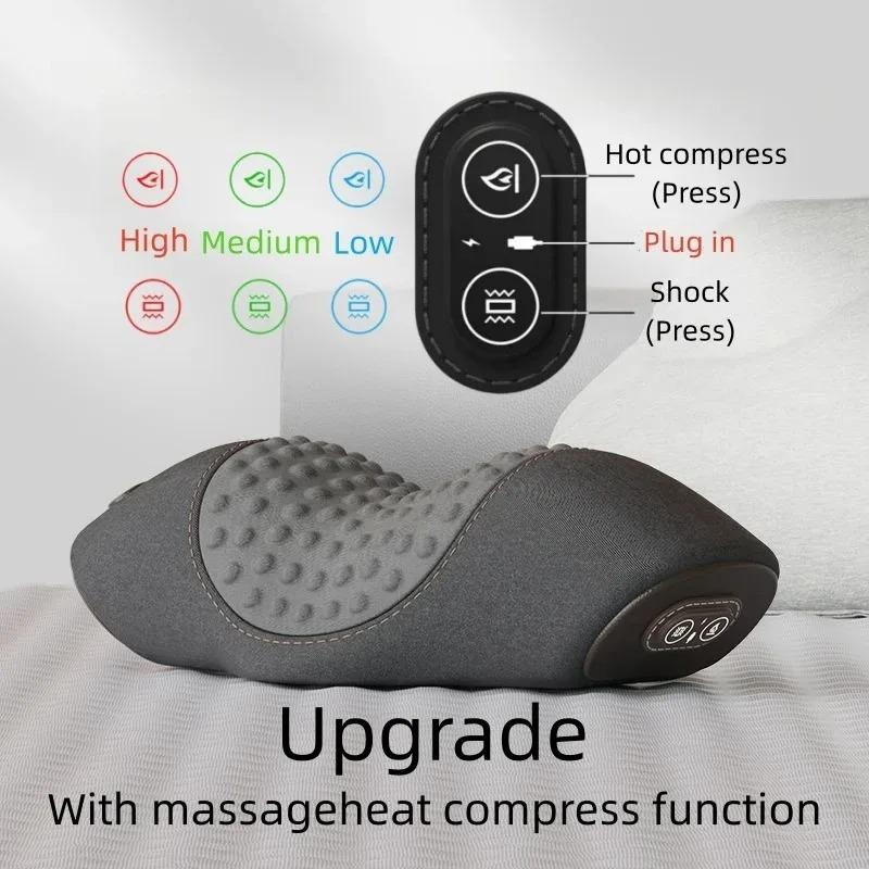Electric Massager Cervical Pillow Memory Foam Neck Guard Hot Compress Vibration Multifunction Neck Massage Help Sleeping Memory