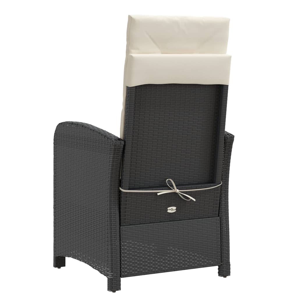 Vidaxl Folding Garden Chairs, 2 Pcs, Cushions, Black Rattan Pe