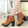 Autumn/Winter  Women's Boots Cross Tie Short Boots Thick Heel Leather Boots