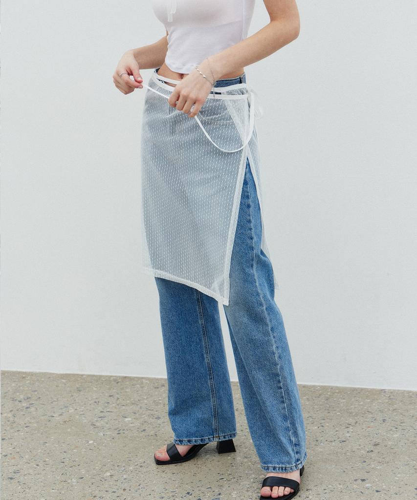 Itove Seoul See-Through Layered Wrap Skirt Wh