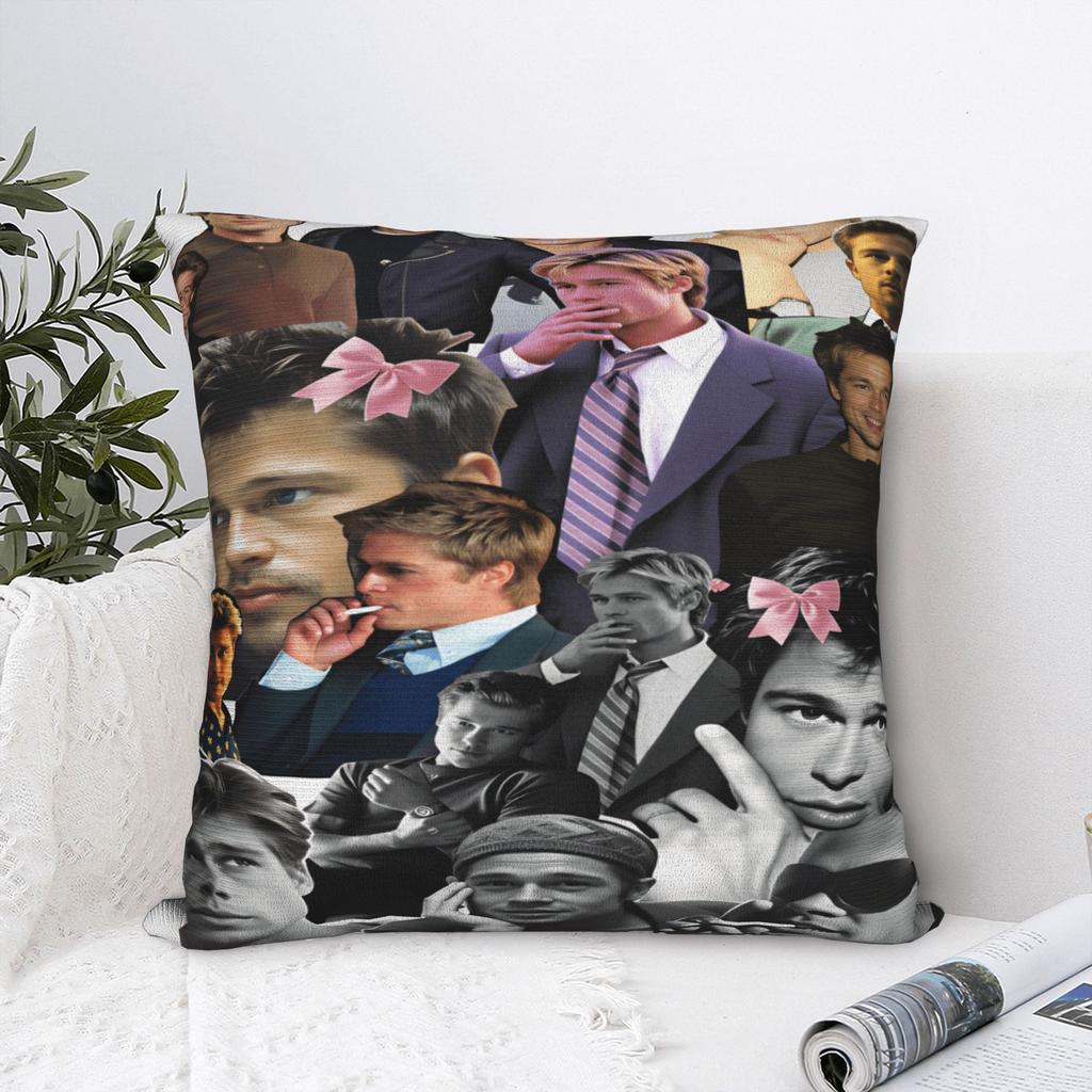 Pillow Cover B-Brad Pitts Photo collage Retro Trendy Pillow Case For Office Car Home Decor Pillowcases