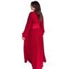 Women's Fashion Solid Color Long Sleeve Polo Collar Button Pleated Dress