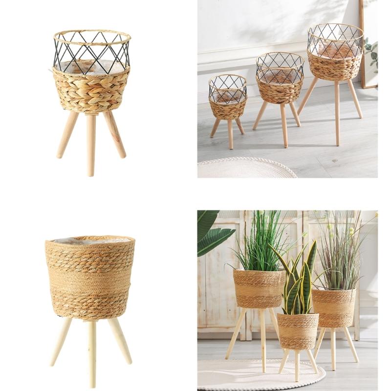 Flowerpots for Plant Floor Planter Stand Wooden Basket Home Flower Shelf Rack Indoor Outdoor Garden Farmhouses Decorations