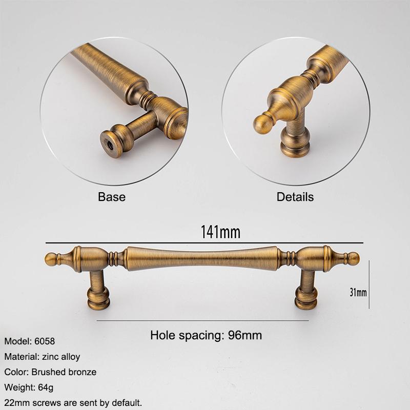 1Pcs Retro Wardrobe&Kitchen Cabinet Pull Antique-Bronze Cabinet Handle American Single-hole Drawer Knob Furniture Handle
