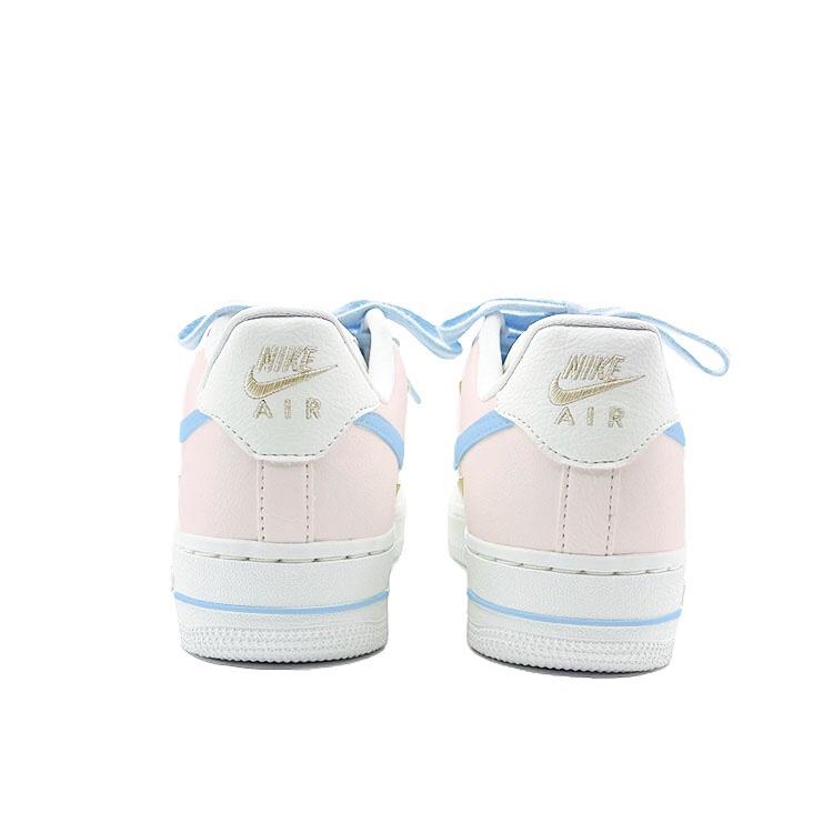 Nike Air Force 1 Pink Peach Chenhai Abrasion Resistant Low Top Skateboard Shoes Women's Pink Blue FV3654-111(Team641-)